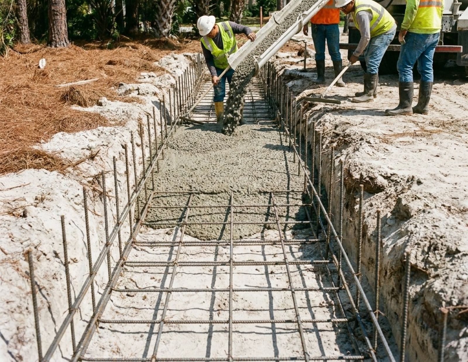 Commercial concrete flatwork pour